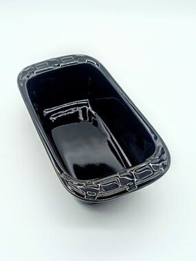 Longaberger Black Woven Traditions Ceramic Mini Loaf Pan